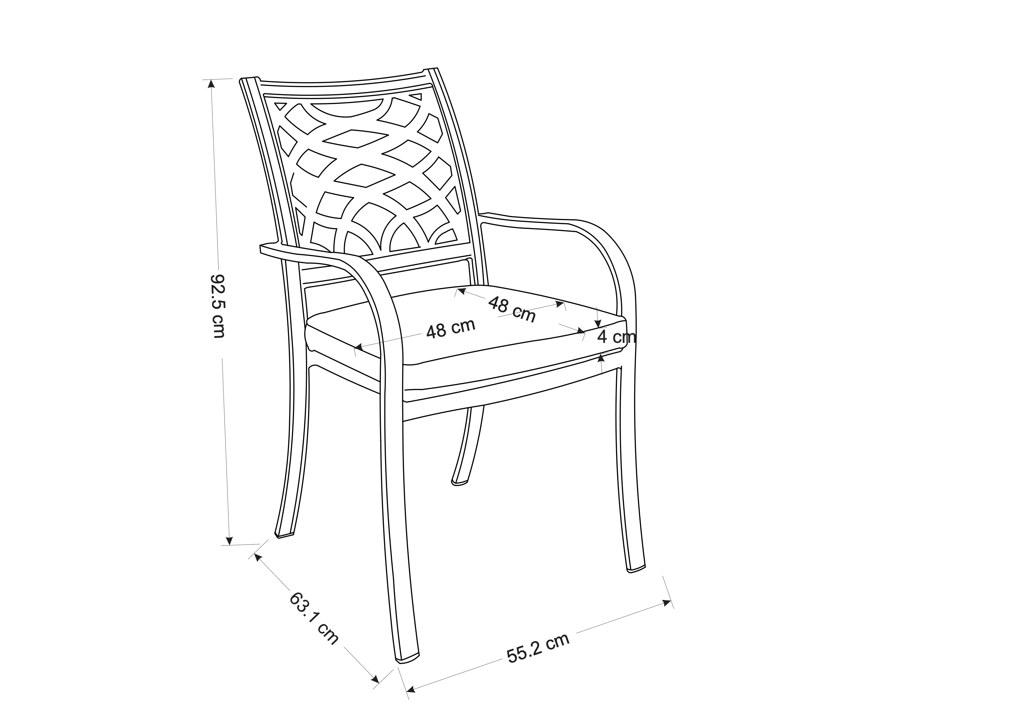 Buxton 4 Seat Round Dining Set dimensions